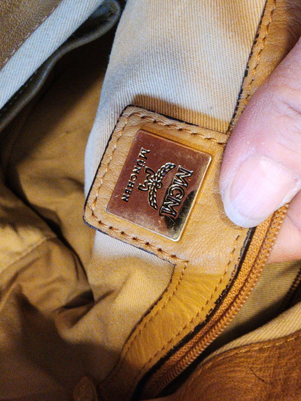 MCM Visetos Shoulder Bag in brown with a monogram print, gold-tone hardware - Picture 14 of 16